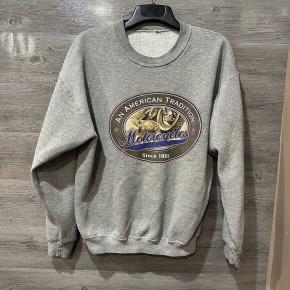Motorcycles An American Tradition Since 1865 Grey Sweatshirt Size XL - Picture 1 of 9